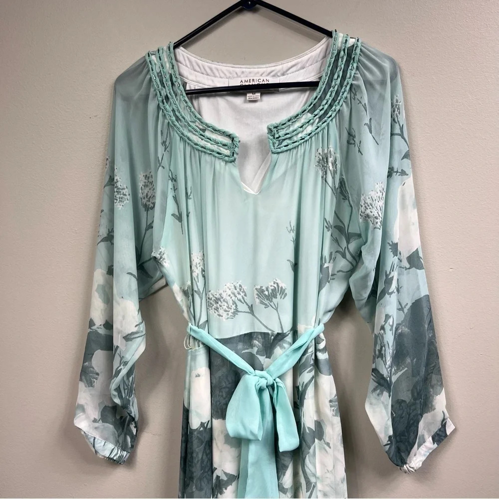 AMERICAN Glamour Badgley Mischka long sleeve maxi floral dress Sz M